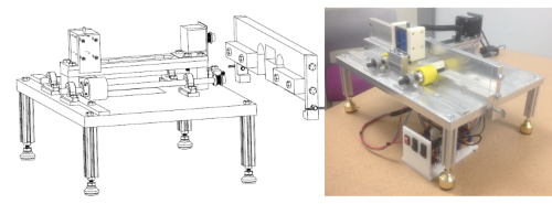 side by side diagram of an automated gasket puncher and a photo of an automated gasket puncher