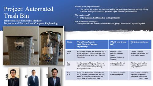 Research project highlight poster of an automated trash bin