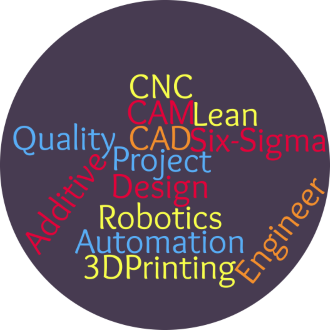 CNC, CAM, Lean, Quality, CAD, Six-Sigma, Project, Design, Additive, Robotics, Automation, 3D Printing, Engineer