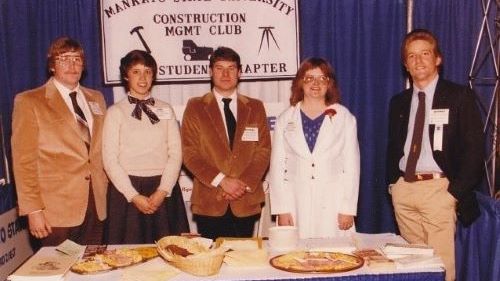 Students of the Construction Management Club posing at the 1988 Award of Excellence event
