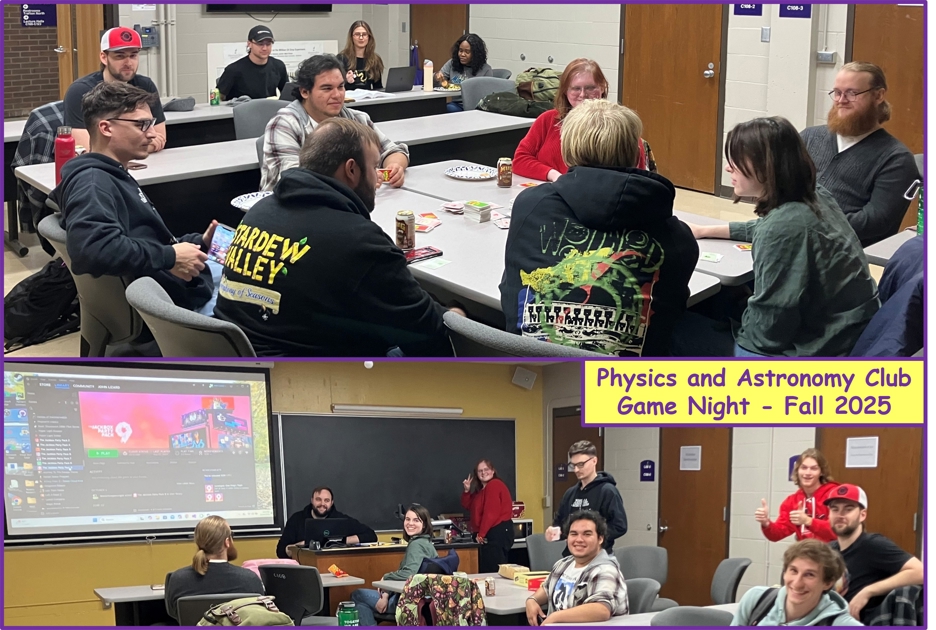 Physics and astronomy students at Game night 2025