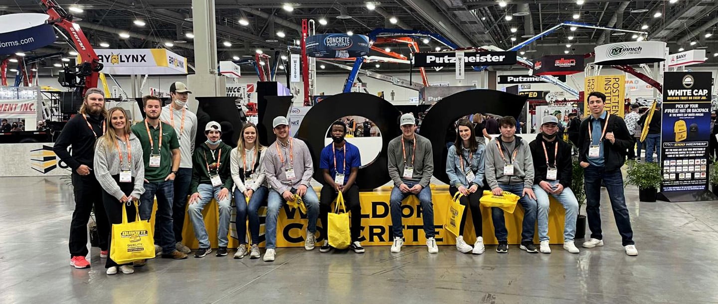 Construction Management students posing at the world of concrete event
