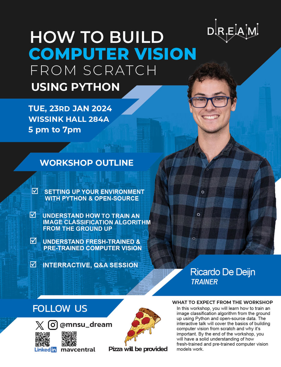 How to build computer vision from scratch using Python workshop poster